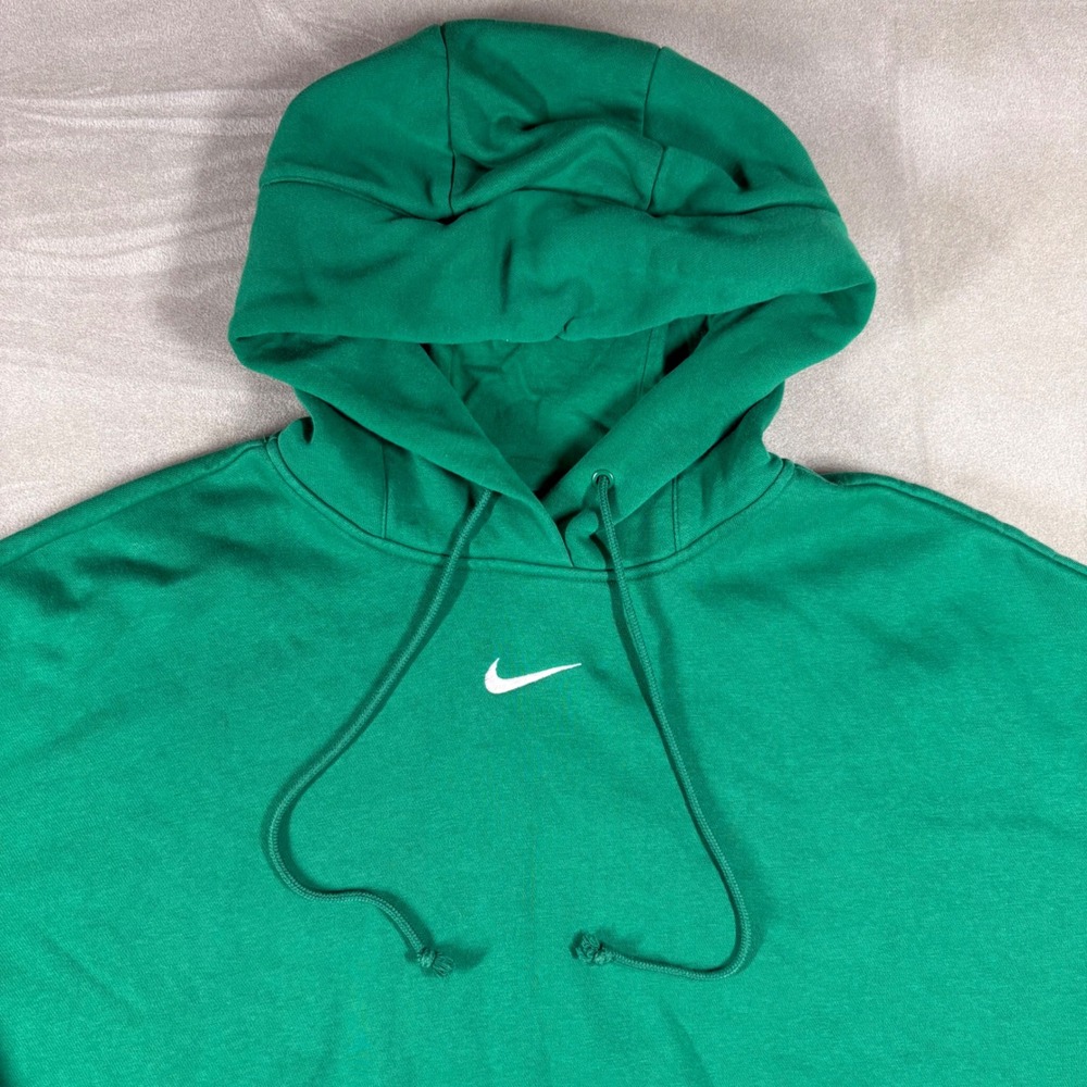 Nike Sportswear Essential Fleece Hoodie Kelly Green Oversized XL DQ5860-365 - Picture 2 of 5